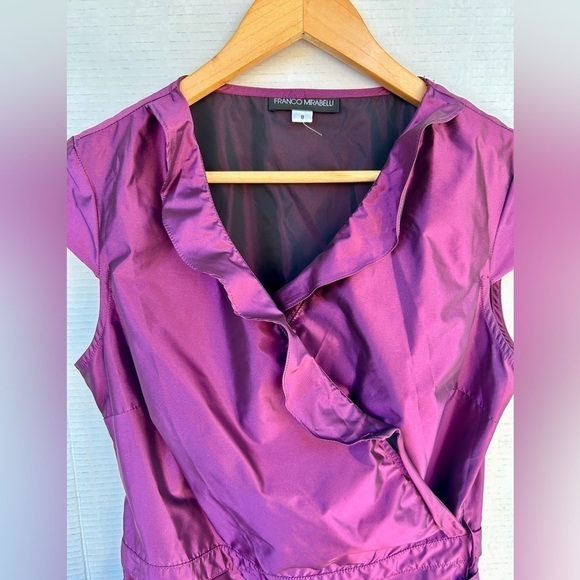 Franco Mirabelli fuchsia pink purple wrap ruffles dress barbie pink - Picture 7 of 8